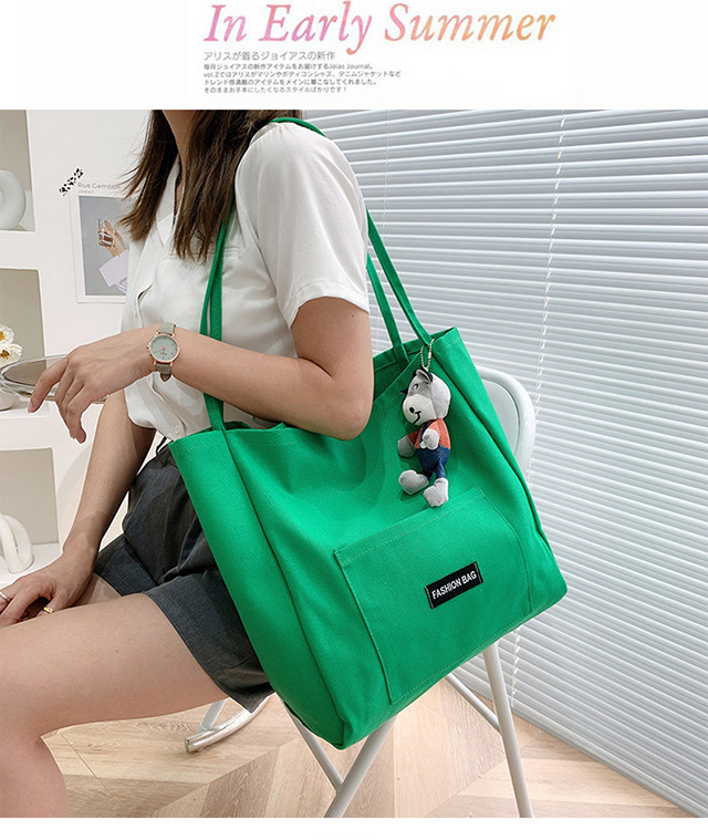 Candy-colored canvas bag, 2021 new ins bag, large-capacity tote bag, simple Korean-style single-shoulder artistic handbag undefined