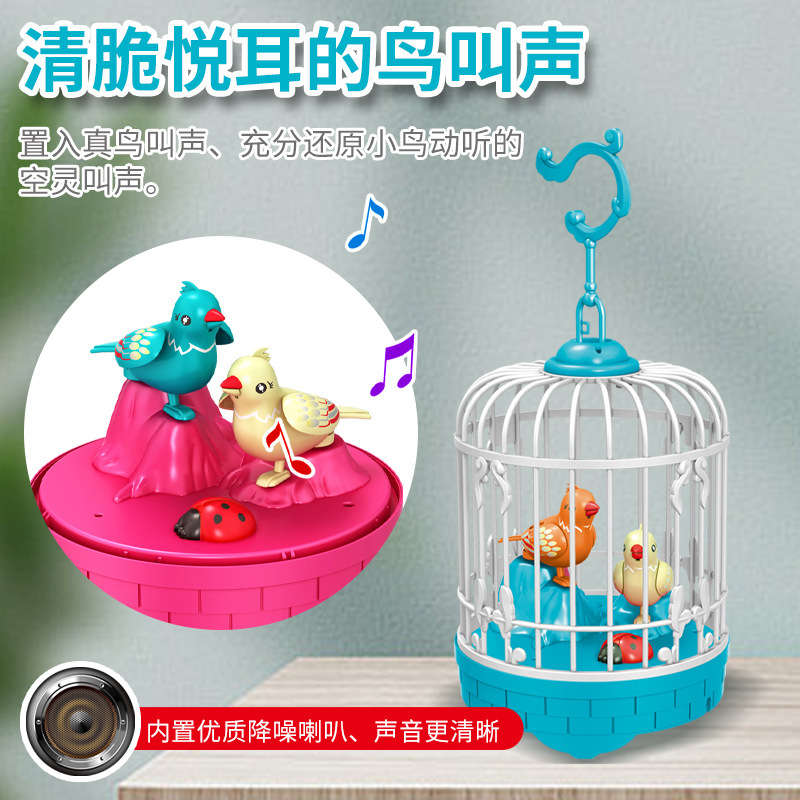 Pájaro Parlante de Juguete con Jaula Plástico Control de Sonido, Repite Sonidos para Niños Pequeños image 5