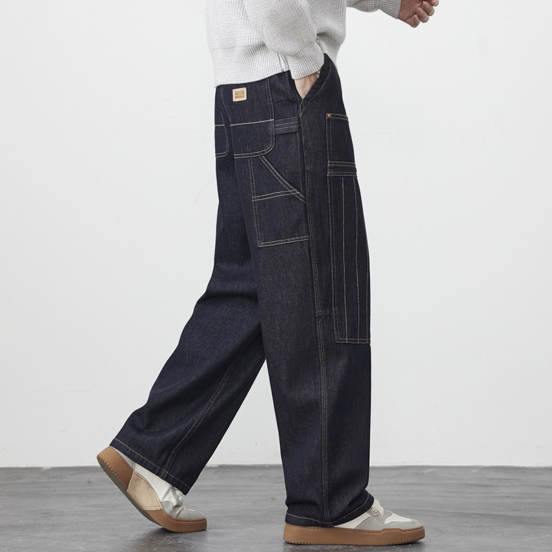 Jeans Rectos para Hombre de Algodón y Lyocell, Corte Relajado para Uso Diario
