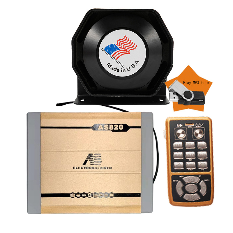 Car-mounted wireless siren, high-power MP3 loudspeaker, high-frequency alarm speaker, AS820M+ octagonal horn