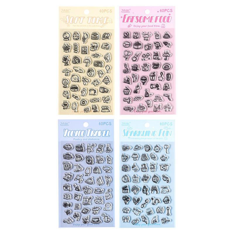 Sello de silicona transparente retro transfronterizo pequeño objeto sello de cuenta de mano DIY sello de interés impresión