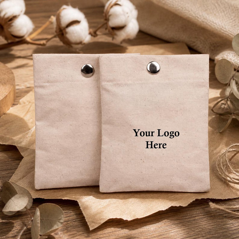 Thick Cotton Canvas Snap Button Bag for Perfume, Jewelry, Necklaces, Earrings, Rings, and Jewelry Storage; Custom-Made Accessory Cotton Bag