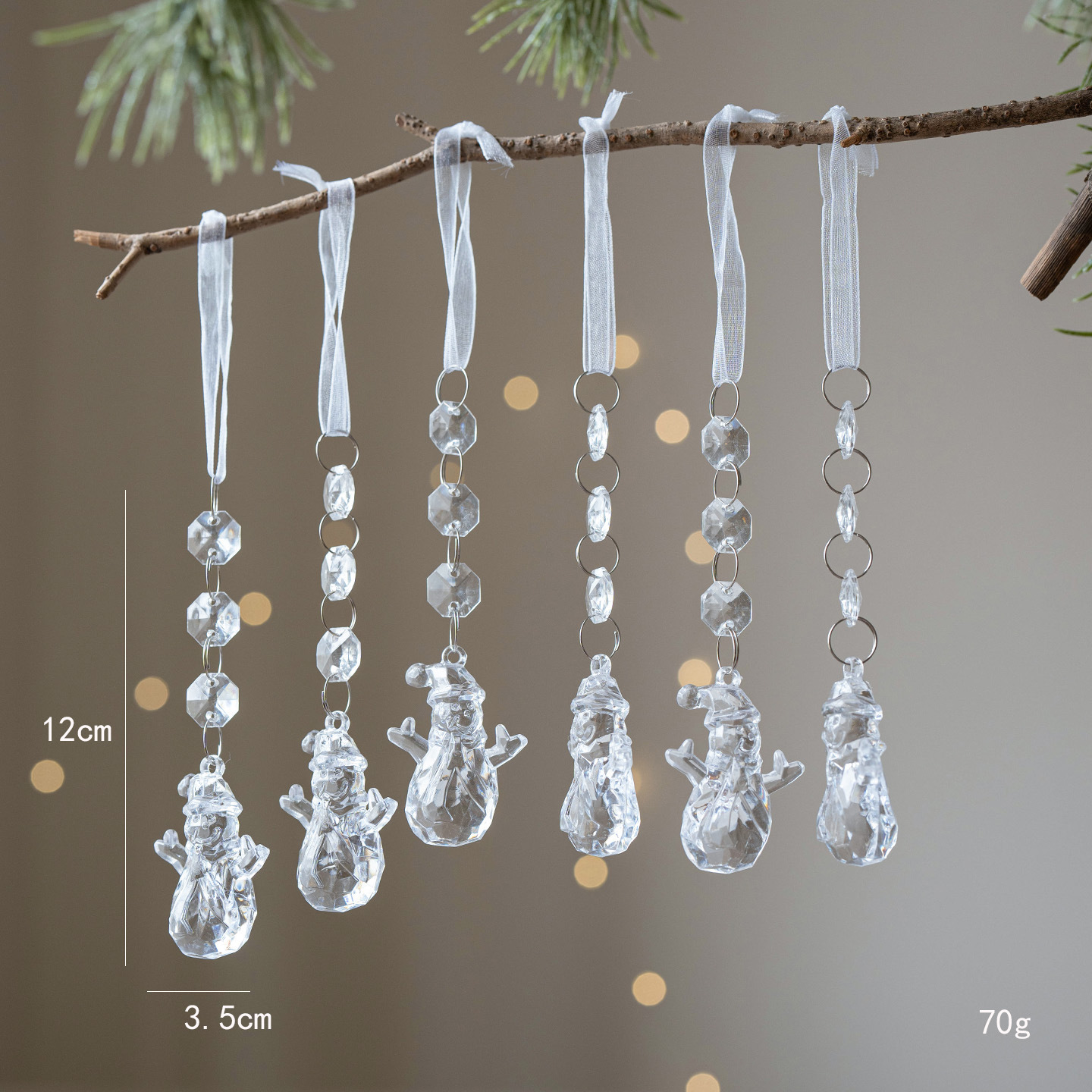 Ins北欧水晶クリスマスツリー装飾ビーズ氷凌水滴雪花ペンダントクリスマス透明雪氷装飾