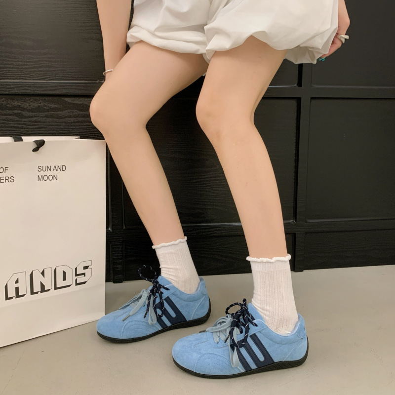 复古撞色拼接平底德训鞋女2025年新款舒适百搭轻便运动休闲阿甘鞋|undefined