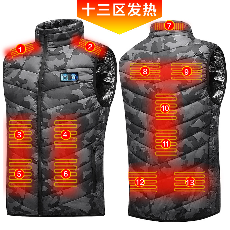 Transfronterizo M01 zona 13 camuflaje calefacción chaleco hombres y mujeres hombro calefacción inteligente calefacción chaleco carga USB