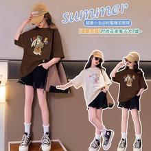 女童短袖T恤夏装2024新款儿童半袖上衣洋气中大童装女孩棉体恤