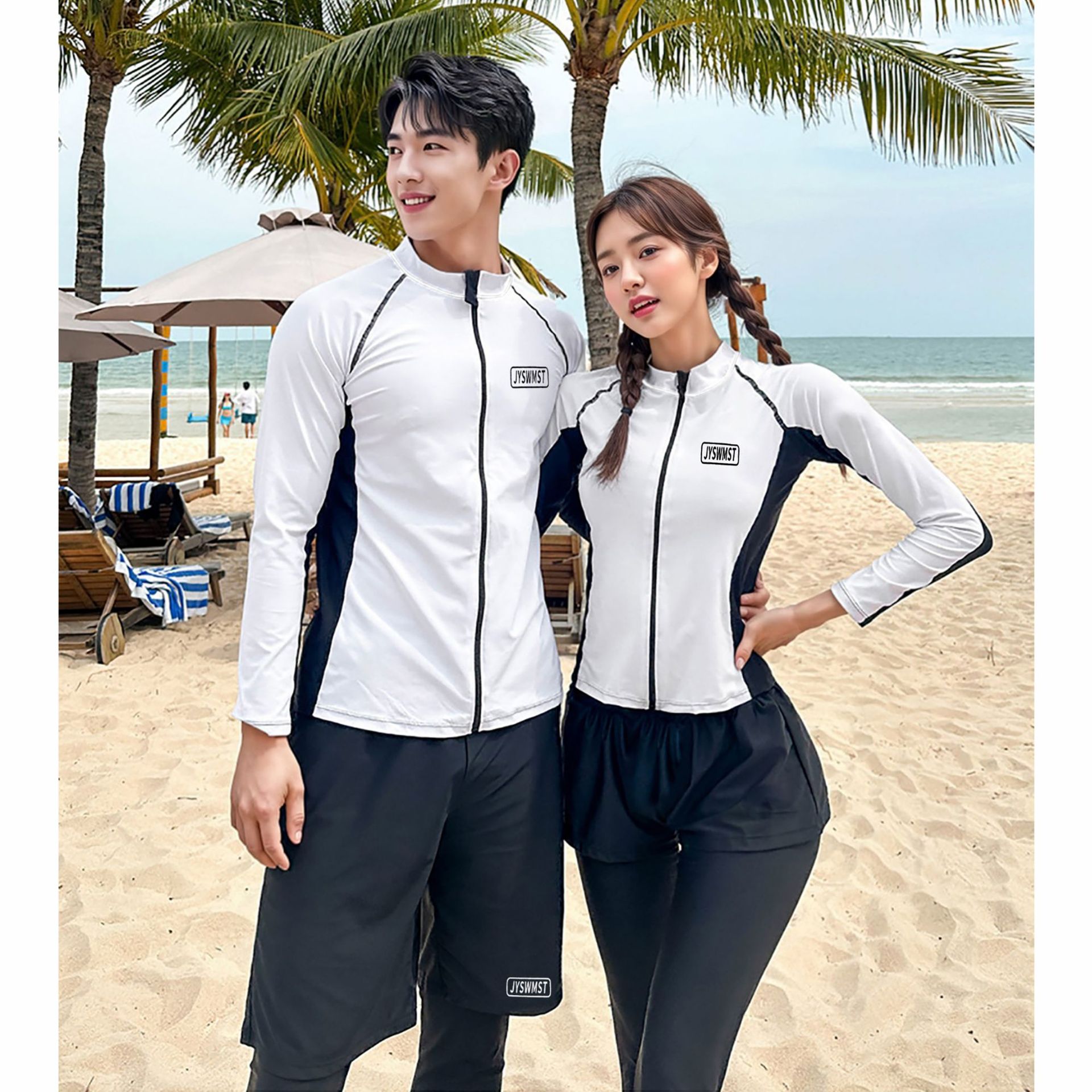 Wetsuit Women's Long-Sleeved Split Couple's Pants Sun Protection Quick-Drying Surfing Swimsuit Suit Snorkeling Suit Jellyfish Suit Men