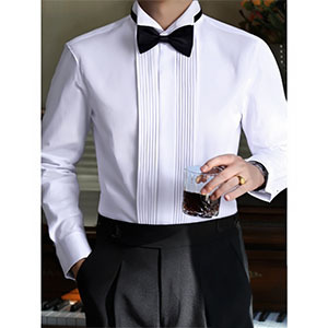 Cross-Border Popular Classic Wing Collar French Cufflinks Shirt Men's Business Banquet Wedding Slim White Shirt Men's Wholesale
