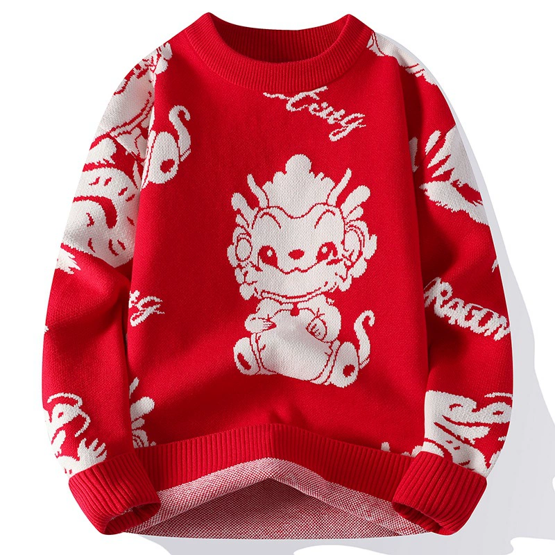 Birthday charm, knitted trend travel base body-friendly sweater, print, men's style