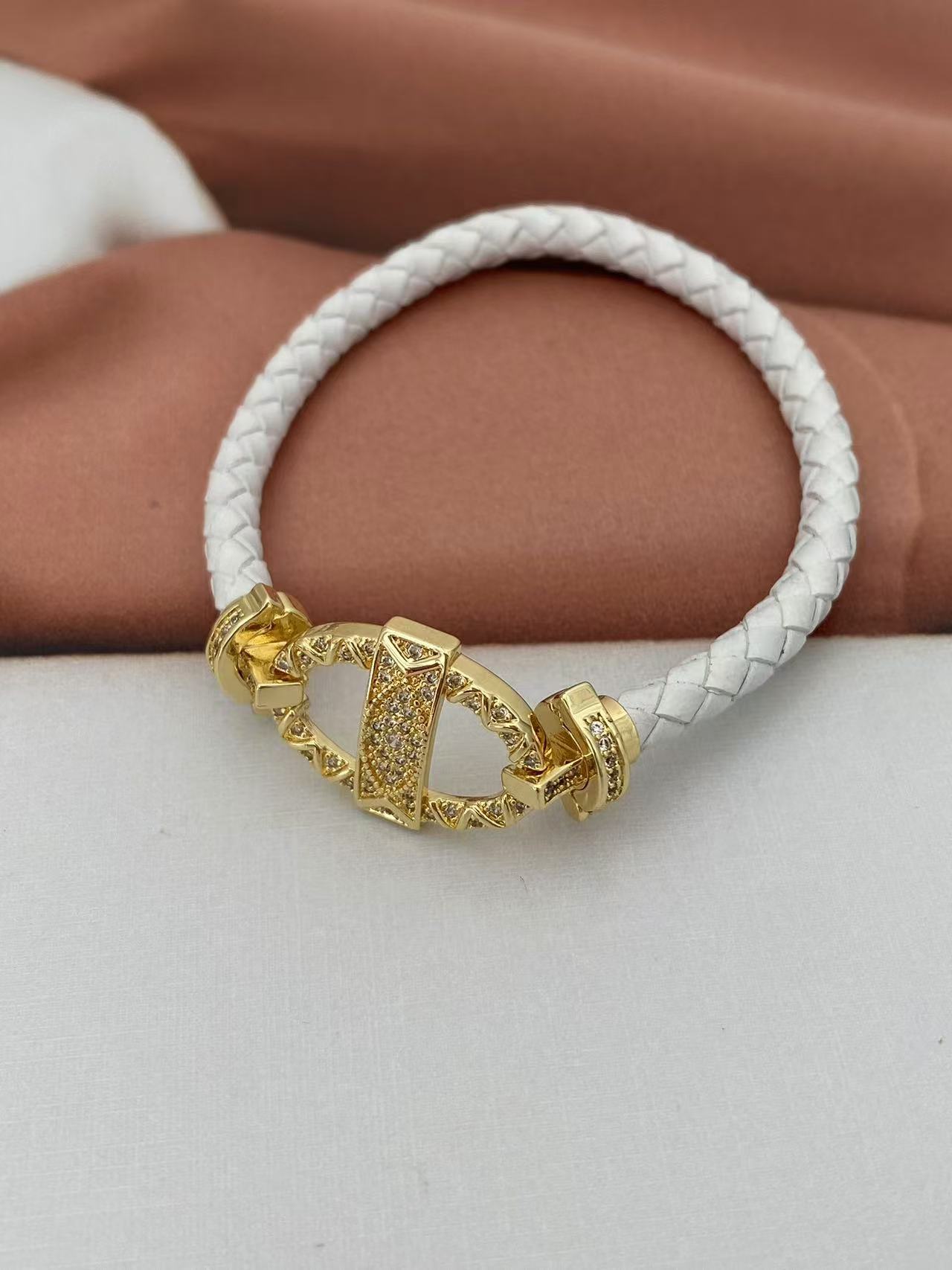 Vintage Style Classic Style Geometric Zircon Leather Rope Copper Woven Chain String Bracelets Wholesale display picture 10