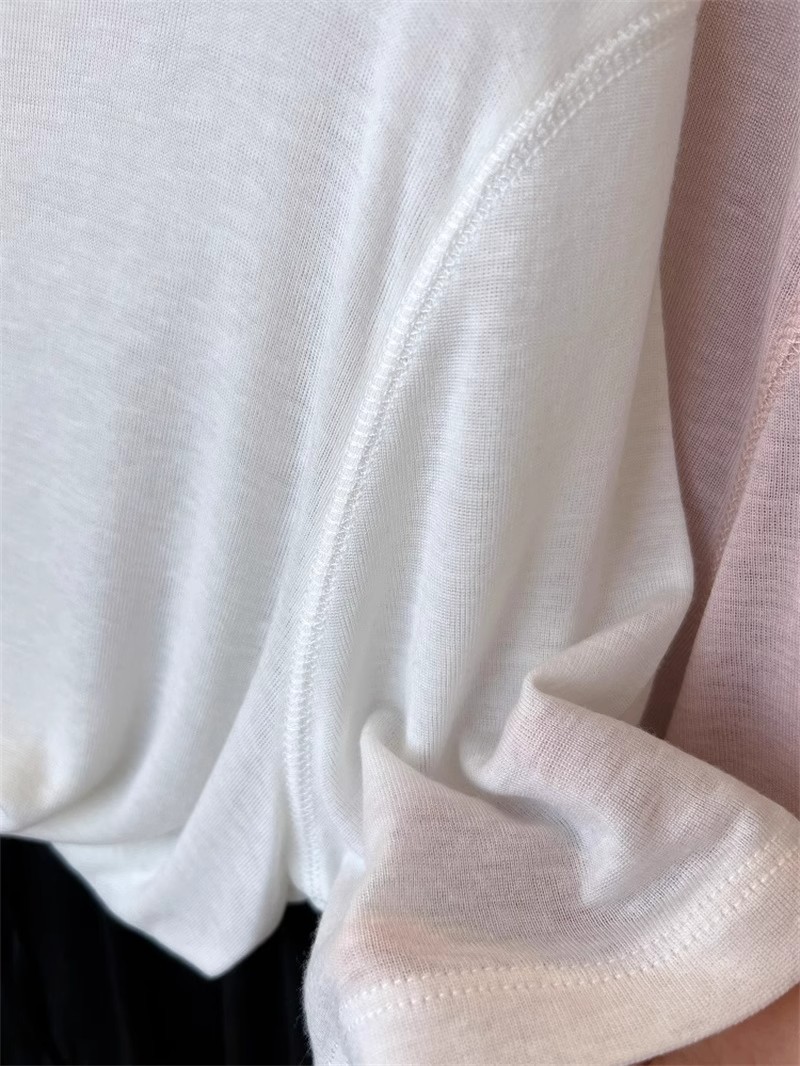韩国new 糯叽叽面料太舒服啦 羊毛圆领显瘦短袖t恤女天丝面膜 TEE