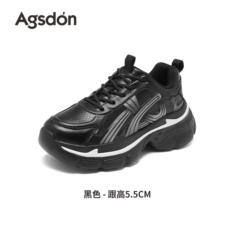 Augu Shi Deng zapatos blancos para padres mujeres 2025 nuevos estudiantes de otoño zapatos deportivos de suela gruesa zapatos casuales de montaña ligeros