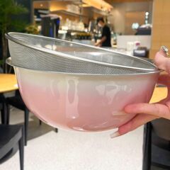 高颜値グラデーション野菜盆水たまりかご食品級ステンレス多機能家庭用米かご洗濯果物神器