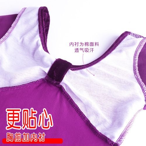 Children's long-sleeved exercise clothing, girls' dance clothing, gold velvet gymnastics clothing, body clothing, open crotch jumpsuit, folk dance clothing