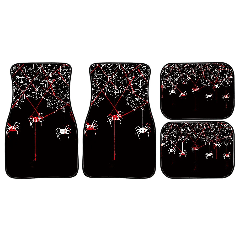Halloween car decorative pumpkin bat foot pad five -seater universal ghost 4 -piece set cushion car mat ha