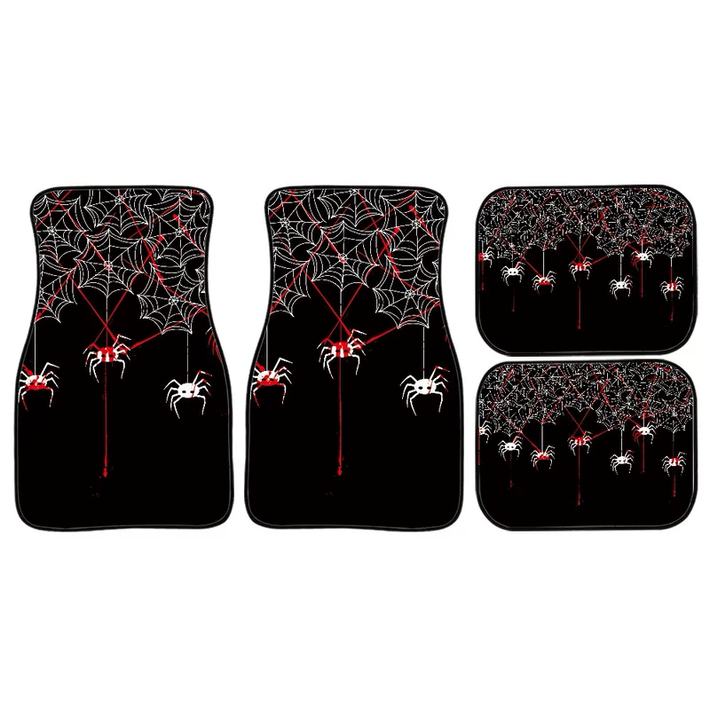 Halloween car decorative pumpkin bat foot pad five -seater universal ghost 4 -piece set cushion car mat ha