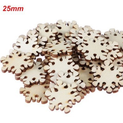 25mm registro pequeño copo de nieve DIY chip madera decoración Navidad serie joyería 100 unids/bolsa