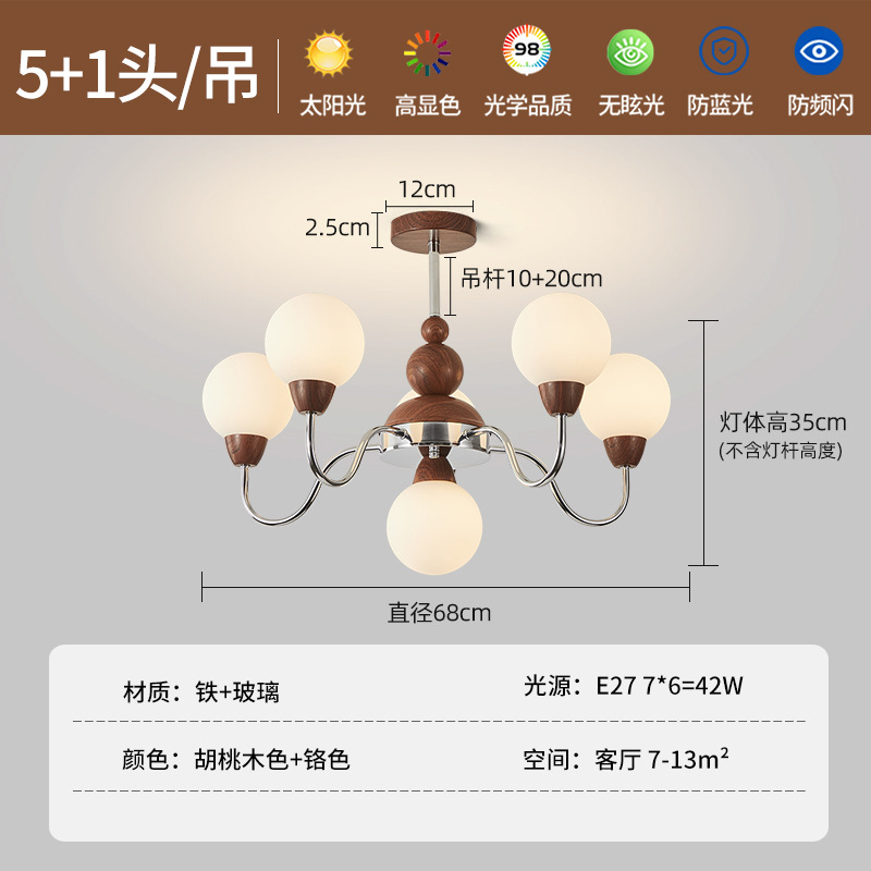5 + 1 cabeza - Lámpara de candelabro - Dimmable tricolor - espectro completo