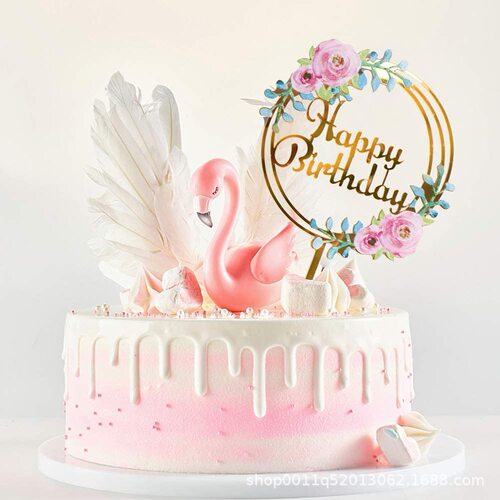 Floral Printed Cake Insert Cake Decoration Anniversary Birthday Party Dessert Ornament