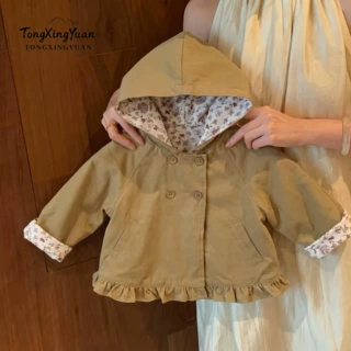 【童星圆】魔法斗篷保暖防风复古耐看女童森系连帽风衣外套春秋款
