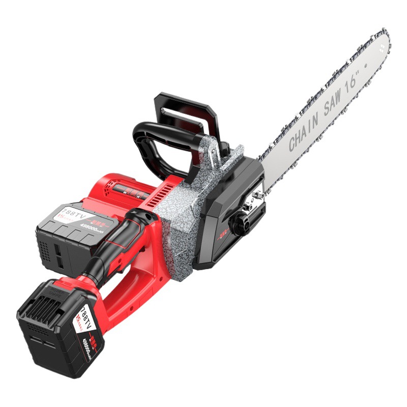 Sierra de cadena eléctrica de litio de 16 pulgadas de 6 pulgadas Sierra eléctrica portátil recargable Hogar Pequeño registro Sierra de una sola mano Sierra de poda de árboles