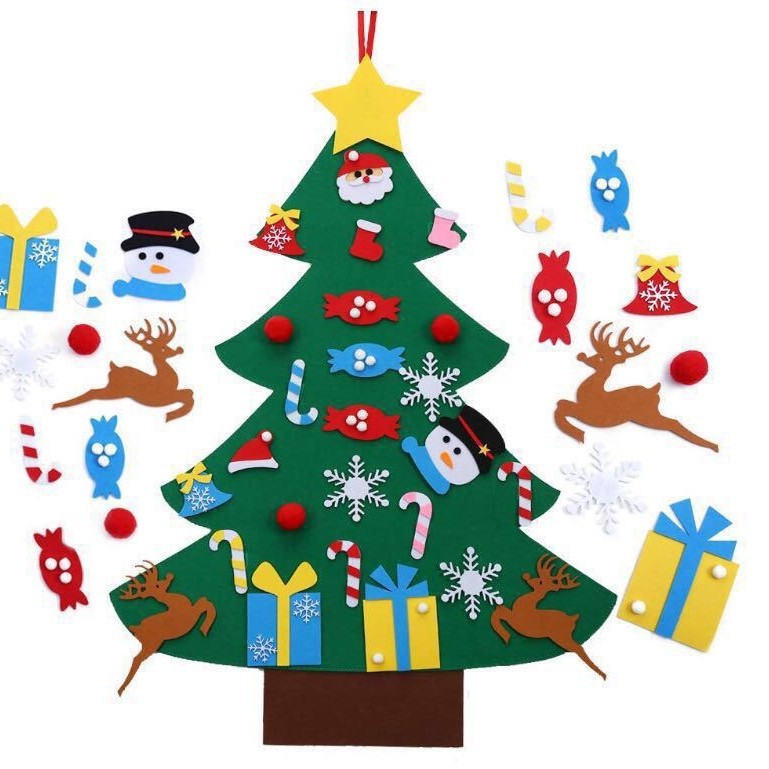 国境を越えた新しい緑フェルトクリスマスツリー児童立体diy不織布手作りクリスマスツリー装飾ストラップスポット|undefined