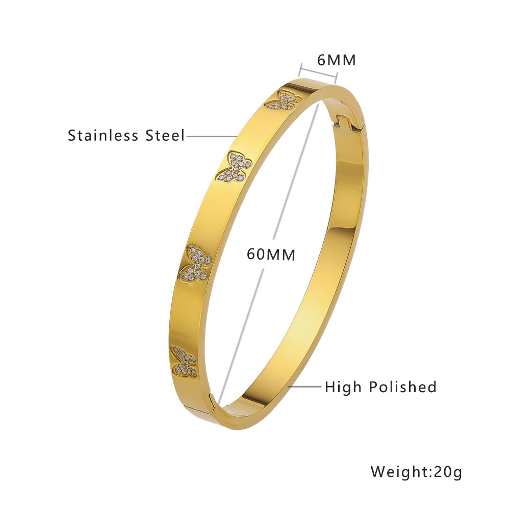 23g Weight Titanium Steel Pendant Material Bangle Classification Titanium Steel Chain Material 1 Piece Quantity Casual Occasion Titanium Steel Material Butterfly Pattern Women's Gender Butterfly Design Basic Style Basic Butterfly Titanium Steel Wholesale Bangle 无