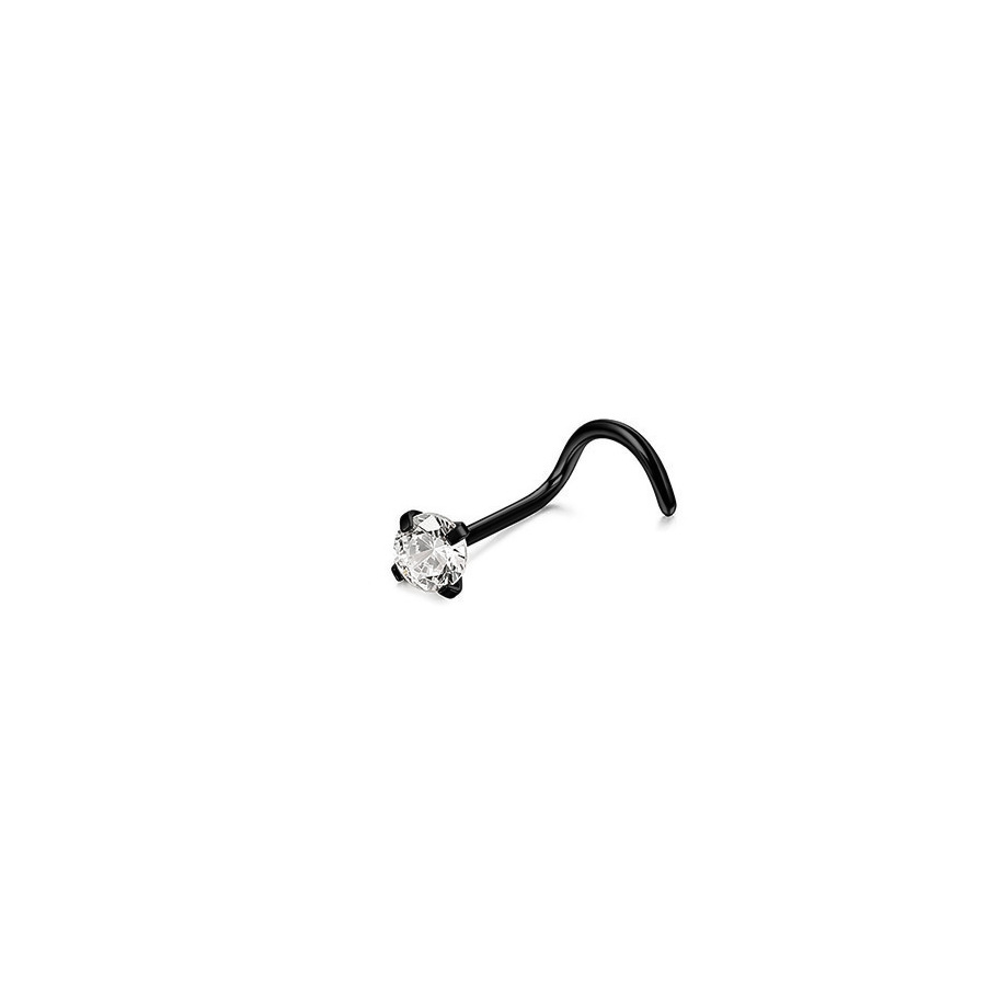 Piercing al naso a perno curvo in acciaio inossidabile 316L, rotondo, quadrato, con zircone, spessore 0,8 mm_voghion.com