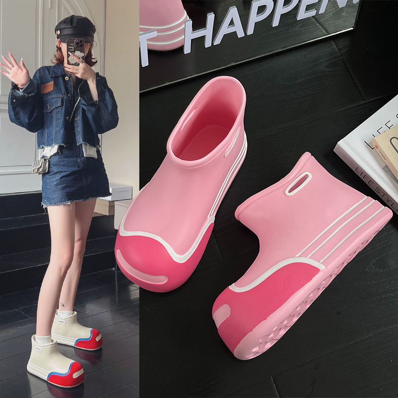 2023 New Style Boots Women's Children's Shoes EVA Thick Bottom Open Smile Parent-Child Rain Boots Cute Four-Season Short Boots