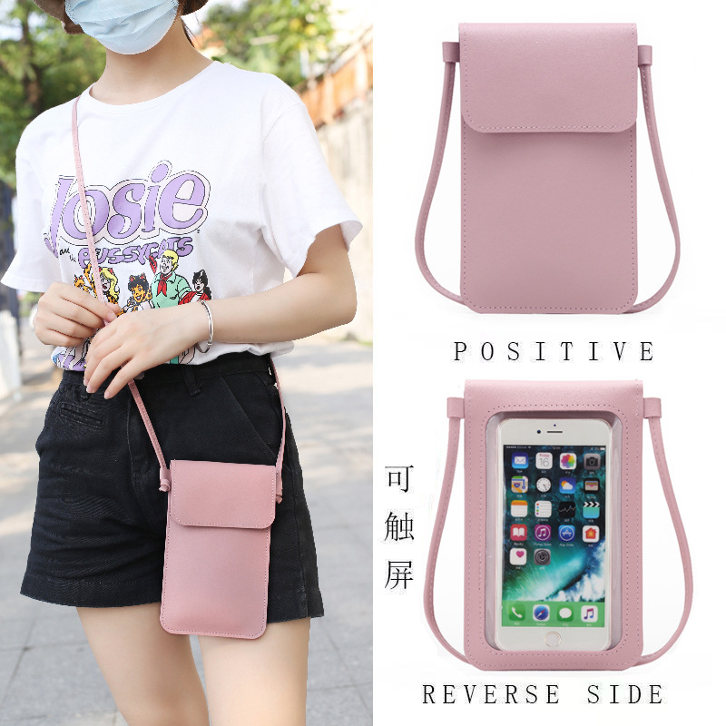 Factory direct sales wholesale women's trendy rabbit crossbody pu leather touch screen mobile phone wallet female retro student buckle small wallet