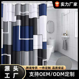 亚马逊工厂专供优质防水加厚防霉涤纶浴帘布帘遮挡帘来图定制