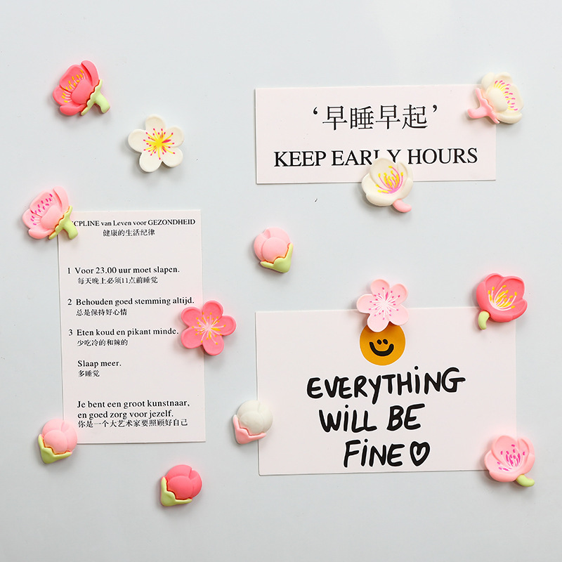 Imitation Flower Pistil Cherry Blossom Resin Refrigerator Stickers Furniture Kitchen Photo Message Board Stickers Black and White Board Decorative Stickers