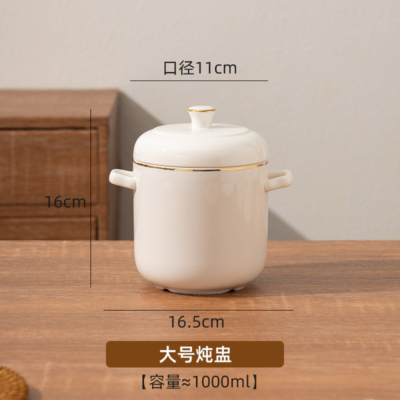 陶器製の蓋付き蒸し器、家庭用卵蒸し器、一人用スープカップ、両耳付きスープカップ、陶器製スープカップ|undefined