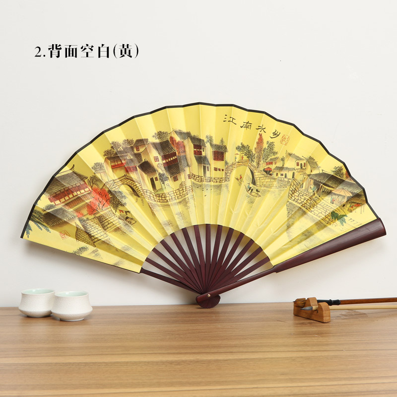 Bambú-como Rosewood Hanfu ventilador antiguo estilo plegable ventilador de seda estilo chino ventilador 10-pulgadas Xuan papel plegable ventilador publicidad ventilador venta al por mayor