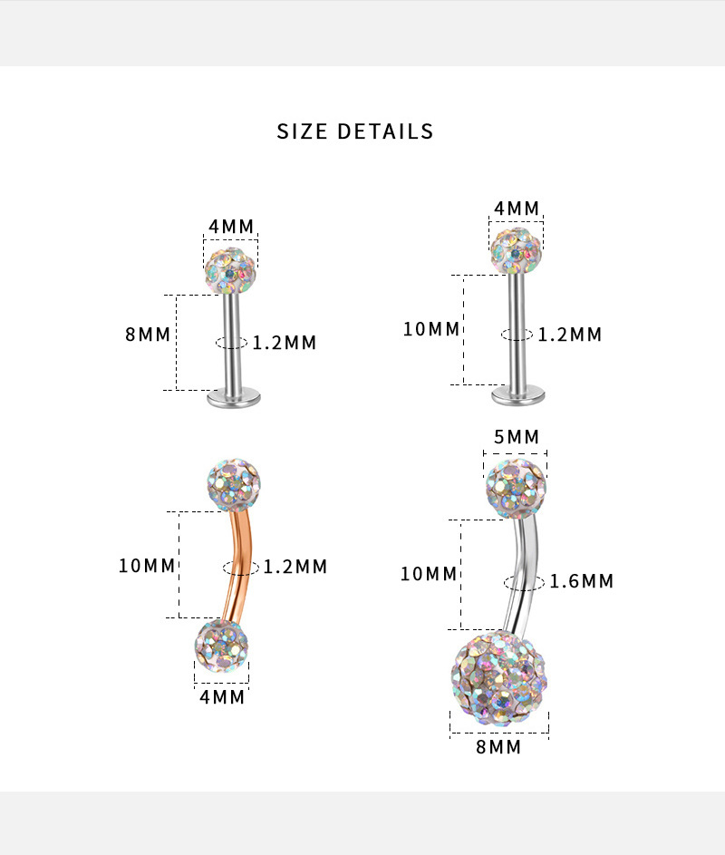 16G labret stud size and finish detail