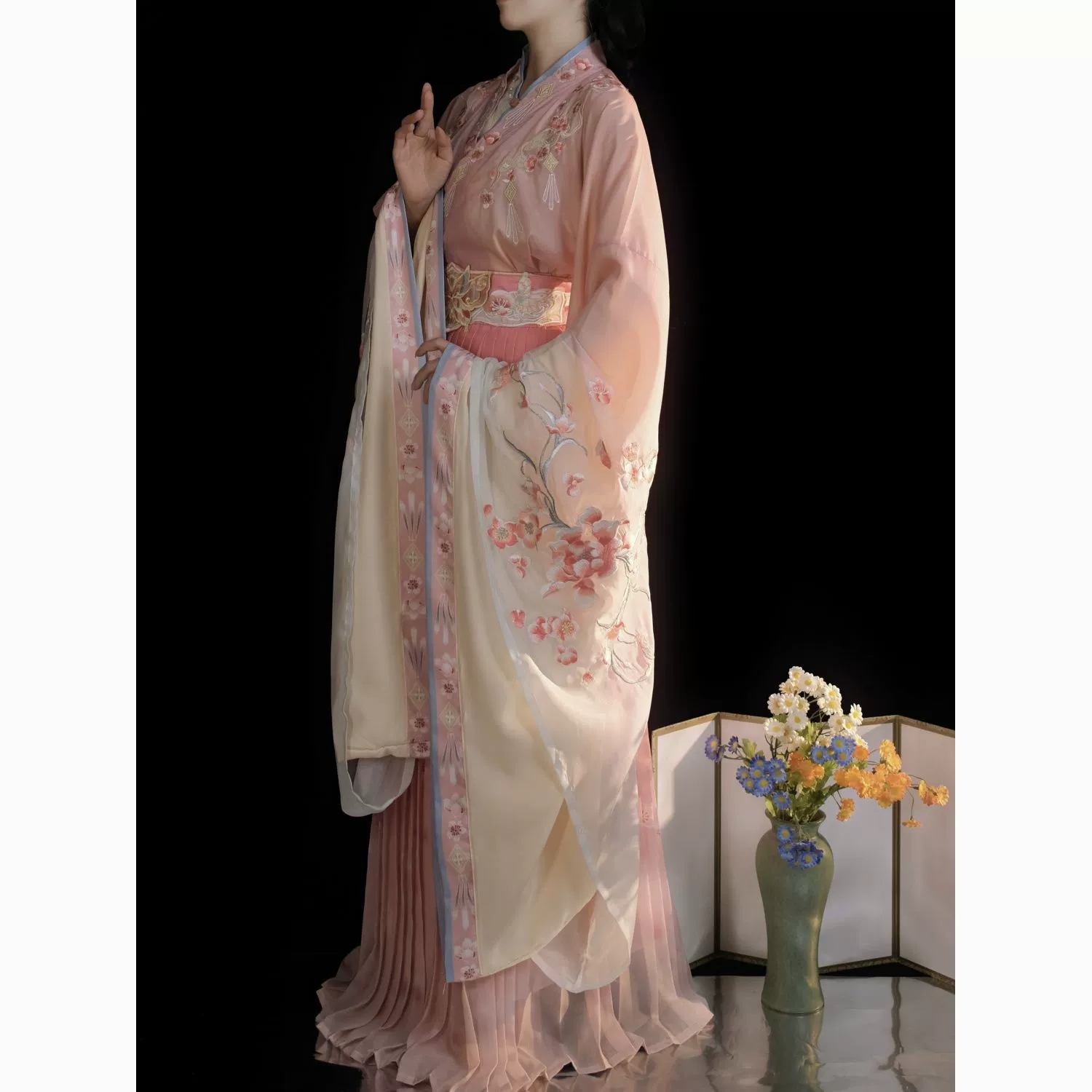 Оригинальный женский плащ Muhua династии Хань Вэй, Цзинь, Северная и Южная династии, с большими рукавами и тяжелой вышивкой, плиссированная юбка на талии, весенне-летний костюм