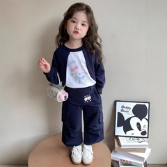 女童套装2025新款女童洋气休闲儿童工装裤两件套时髦宝宝两件套