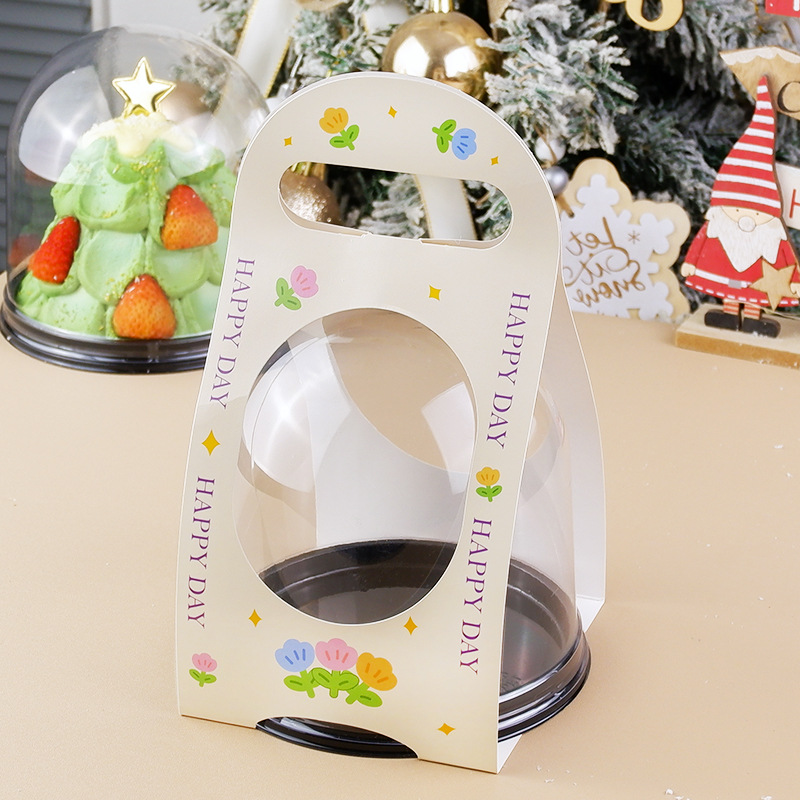 Caja de pastel de Navidad 4 pulgadas árbol de Navidad decoración de ancianos bola semicircular caja de regalo transparente caja de embalaje portátil para hornear