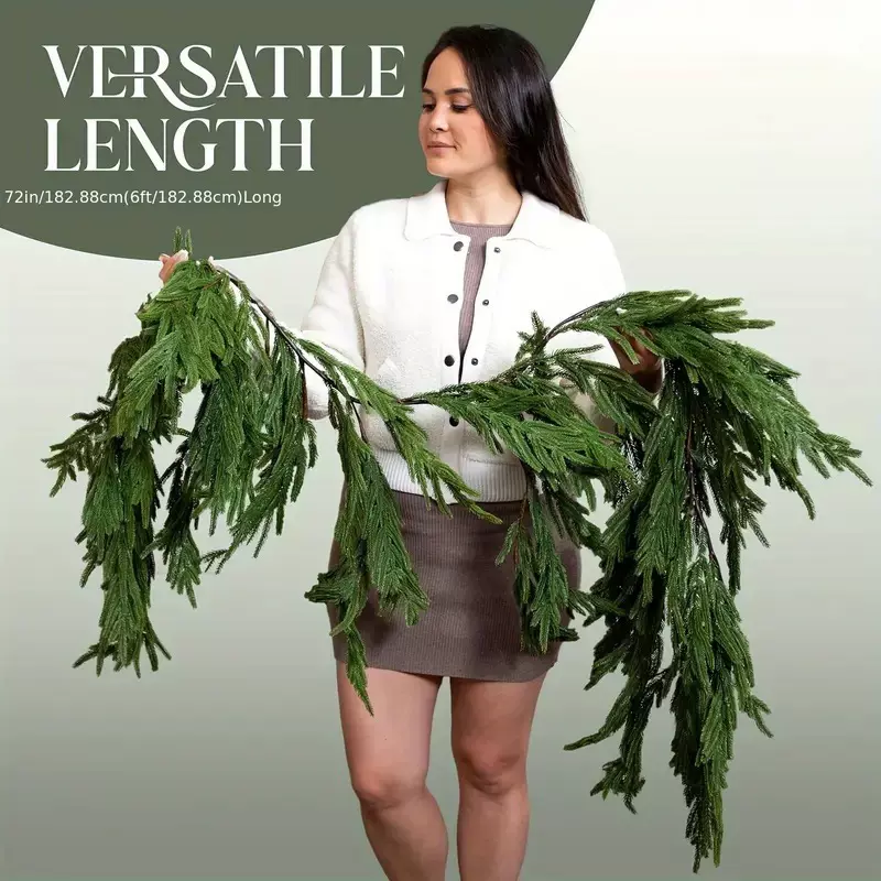 跨境仿真壁挂福克松针藤条仿真绿植手感软胶圣诞家居装饰仿真藤条