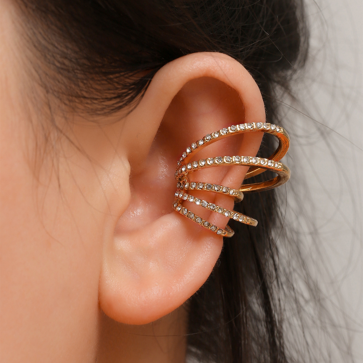 Wholesale Fashion Color Diamond Multi-layer Alloy Ear Bone Clip Nihaojewelry display picture 1