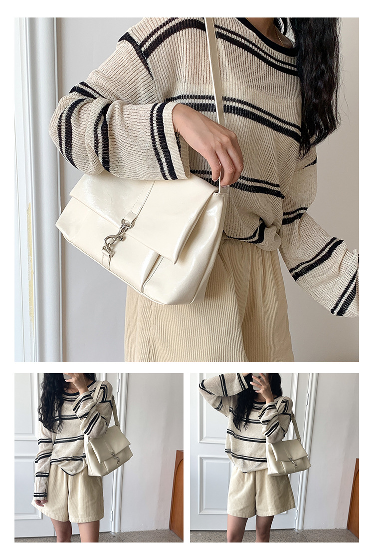 Nuova borsa a tracolla in morbida pelle PU per donna, versatile, grande capacità, con nicchia sottobraccio, fibbia a gancio con patta,_voghion.com