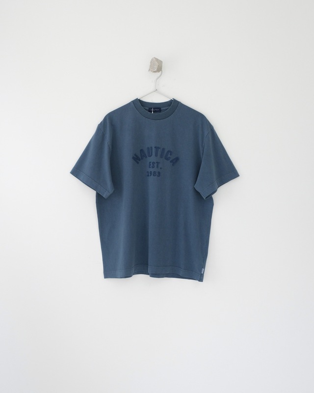 オリジナルシングル NAUT1983 クラシックウォッシュラウンドネックオールド日本シティボーイ刺繍半袖 T シャツルーズトレンディメンズ|undefined