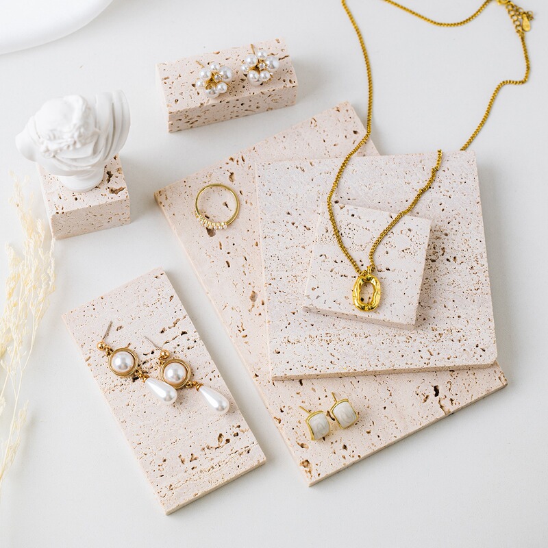 Natural Hole Stone Jewelry Necklace Jewelry Earrings Photography Posing Marble Jewelry Photo Props Background Cloth