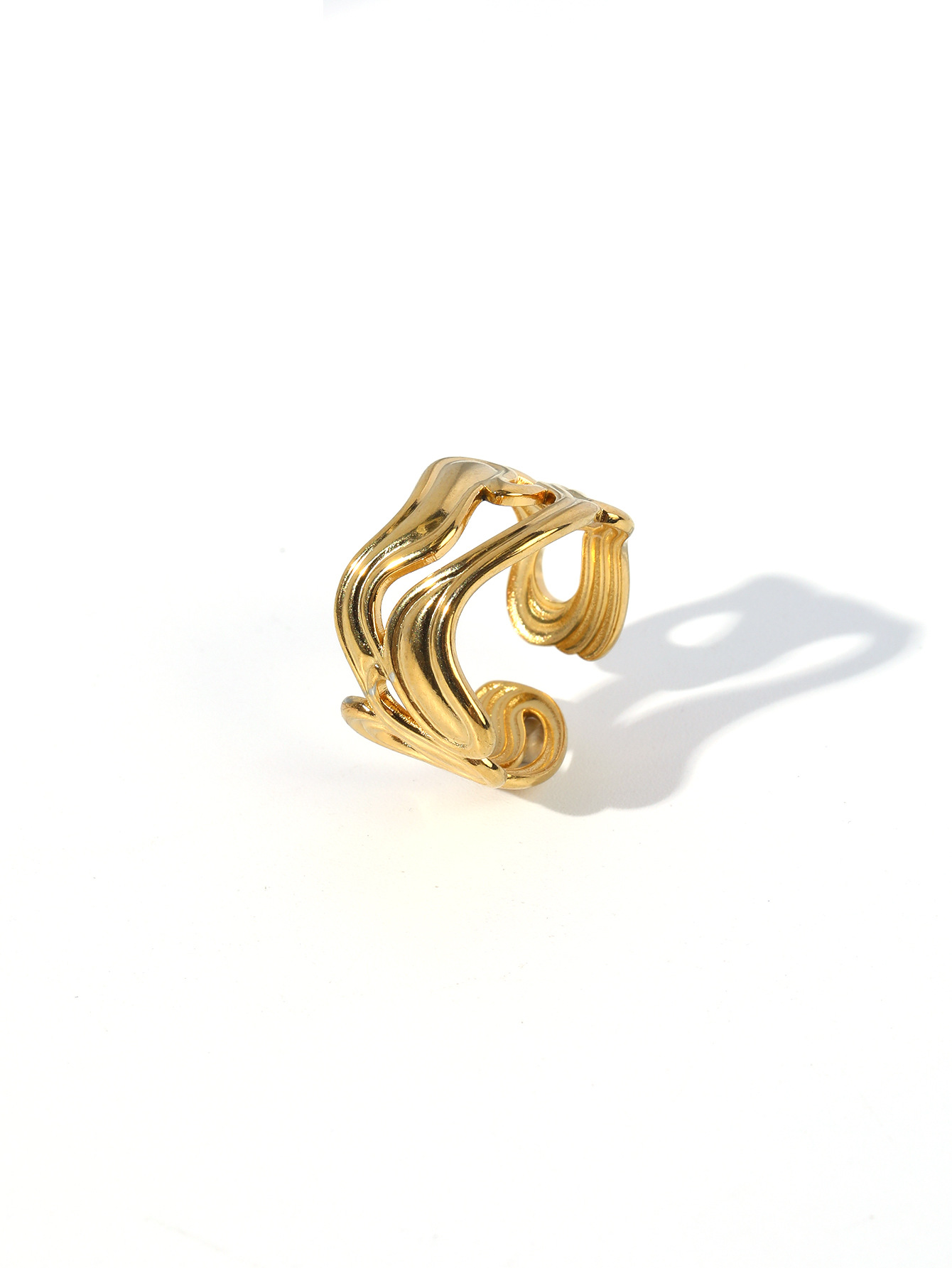304 Stainless Steel Material Wholesale Jewelry Elegant Retro Heart Shape Solid Color Bow Knot 304 Stainless Steel Open Rings