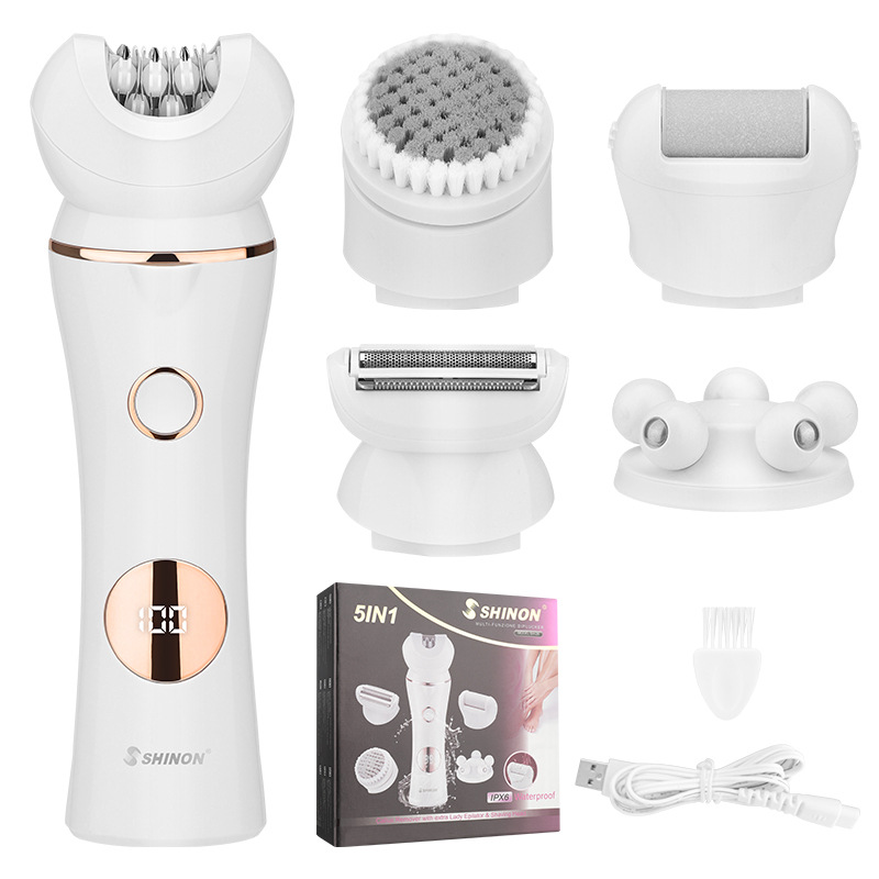 Nueva mujer multifuncional pie amoladora removedor de piel muerta 5-en-1 multifuncional cuerpo pelo trimmer limpiador facial traje