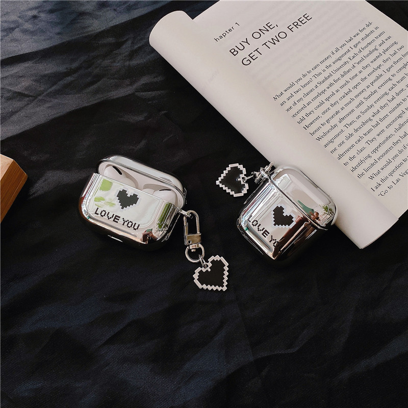 Ins Simple Pixel Heart Design Suitable for AirPods Pro3 Generation Protective Case 4Th Generation Pro2 Apple Bluetooth Earphone Case