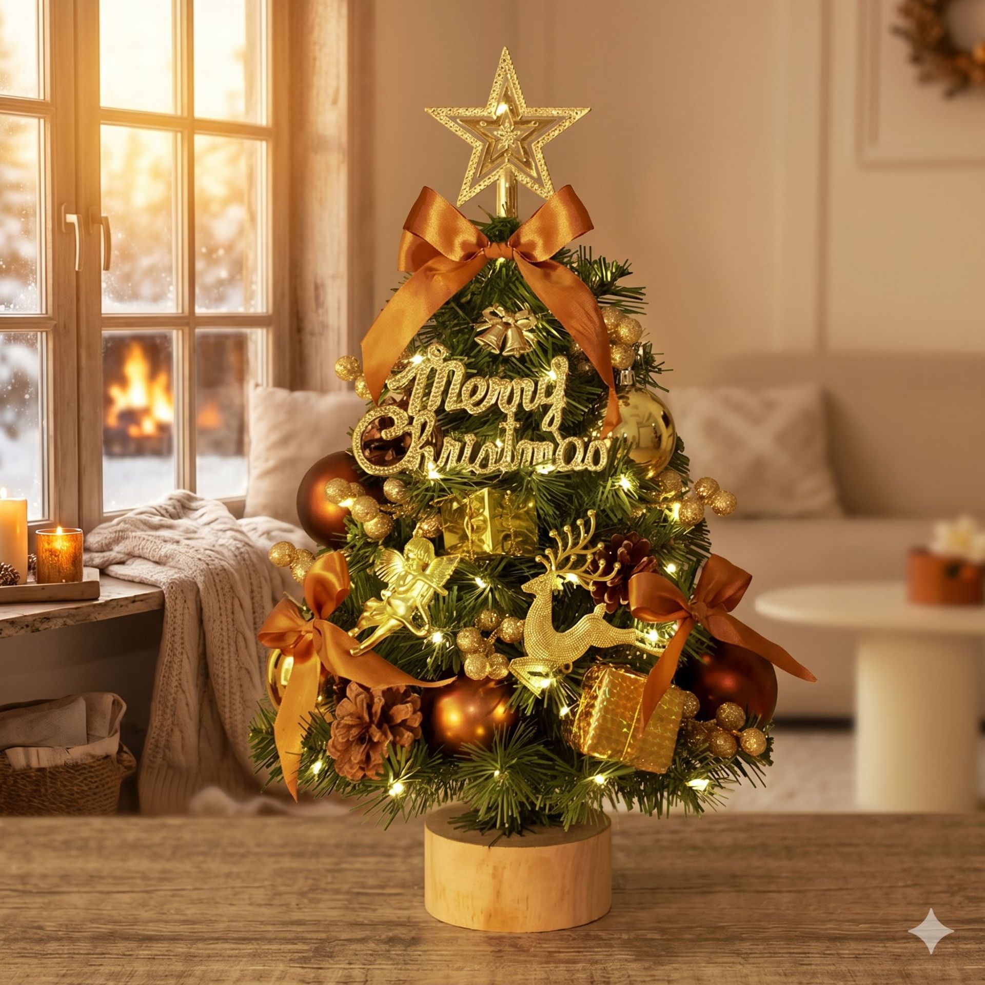 Mini árbol de Navidad con luces 2026 nueva decoración de Navidad decoración de mesa en el hogar inswind paquete de árbol de Navidad