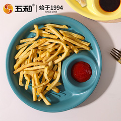 Dedicated Dumpling Plate, Simple Design with Vinegar Dish and Condiment Container—Household Divided-Section Tray for Gyoza, Sushi, and Breakfast