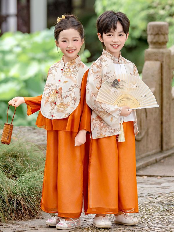 2025儿童汉服古风唐装男女童国学风新中式国风中秋节演出服批发|undefined