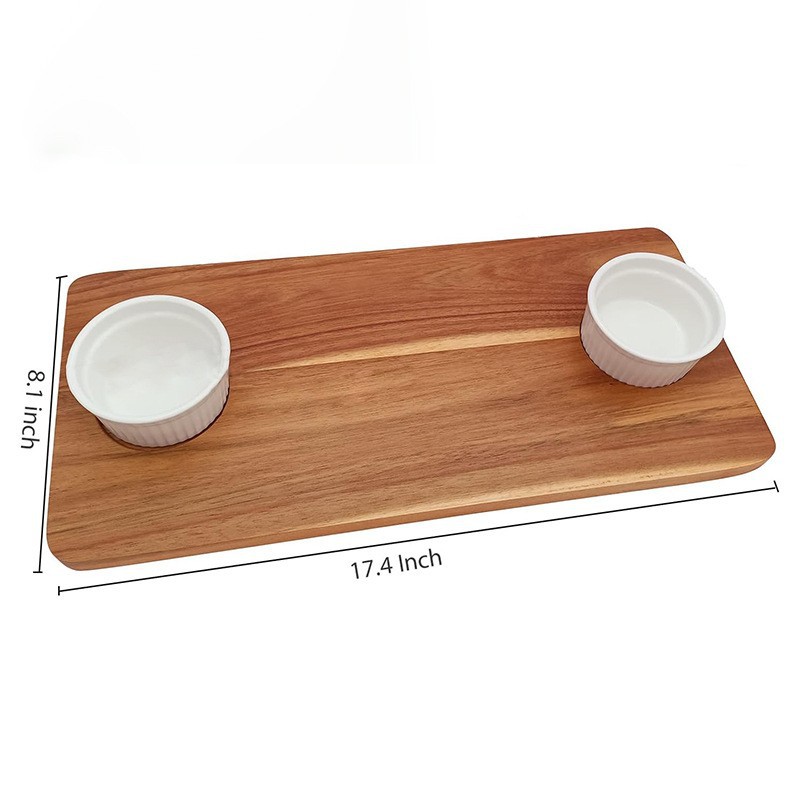 Tabla de cortar de madera bandeja de madera doméstica con tazón de inmersión tablero de servicio de restaurante de hotel queso tabla de quesos Steak Pizza Board
